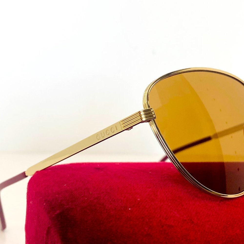 NNWT Gucci GG0803S-002 Gold Cat Eye 58mm Sunglasses - Picture 6 of 13